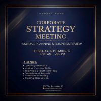 Corporate Strategy Meeting Flyer Template | Executive Business Agenda & Boardroom Meeting Poster Squ Square (1:1)