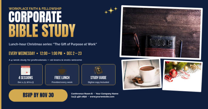 Corporate Workplace Christmas Bible Study Post Template | PosterMyWall