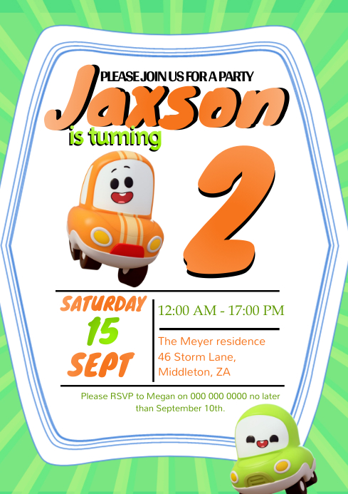 CORY CARSON CHILDREN'S BIRTHDAY TEMPLATE A4