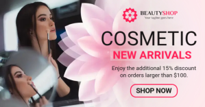 Cosmetic Store Discount Facebook Shop Cover Obraz udostępniany na Facebooku template