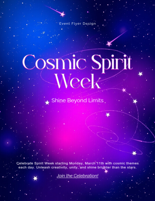 Cosmic galaxy spirit week flyer template | PosterMyWall