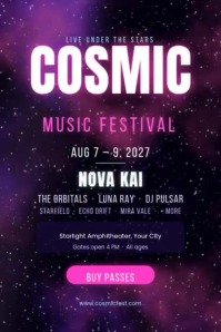 Пурпурный Cosmic Music Festival Póster Template