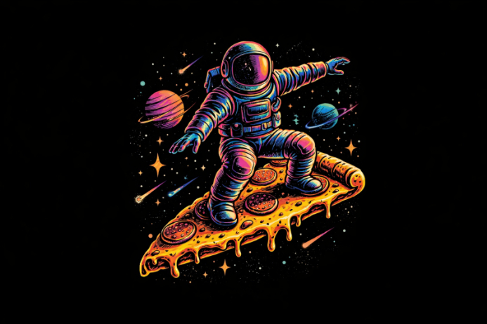 Cosmic Pizza Surfer Astronaut Template | PosterMyWall