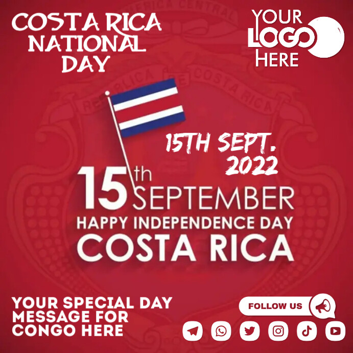 costa rica independence day Post Instagram template