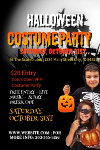 黑色 Halloween Costume Party Plakat Template