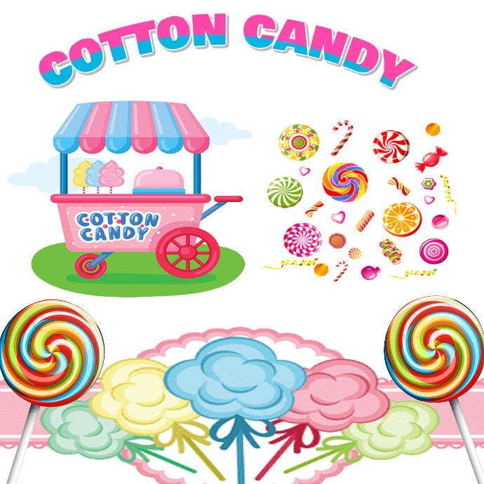 cotton candy poster Template | PosterMyWall cotton-candy-poster-template-postermywall