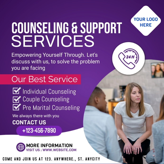 COUNSELING SUPPORT SERVICES Template | PosterMyWall