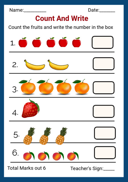Count And Write -Number Counting Worksheets Template | PosterMyWall