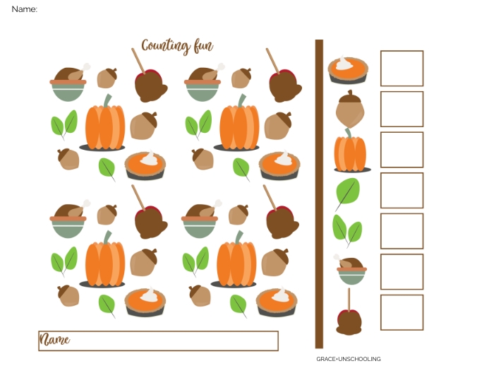 Counting Fall Homeschool Worksheets Template | PosterMyWall