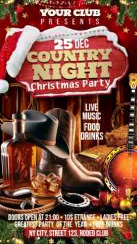 Country Christmas Party Digital Display (9:16) template