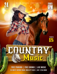 country music cowbow themed party event flyer template