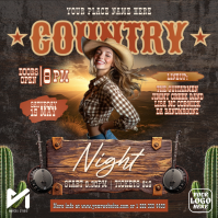 Vintage Rustic Country Music Night Concert Instagram Flyer template