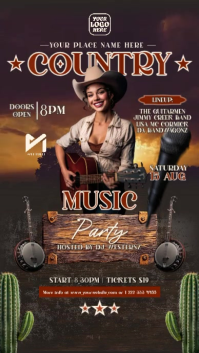 Modern Cowboycore Western Night Instagram Story Flyer template