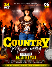Country music line dance party cowgirls live band event invitation promotion flyer template poster Volantino (US Letter)