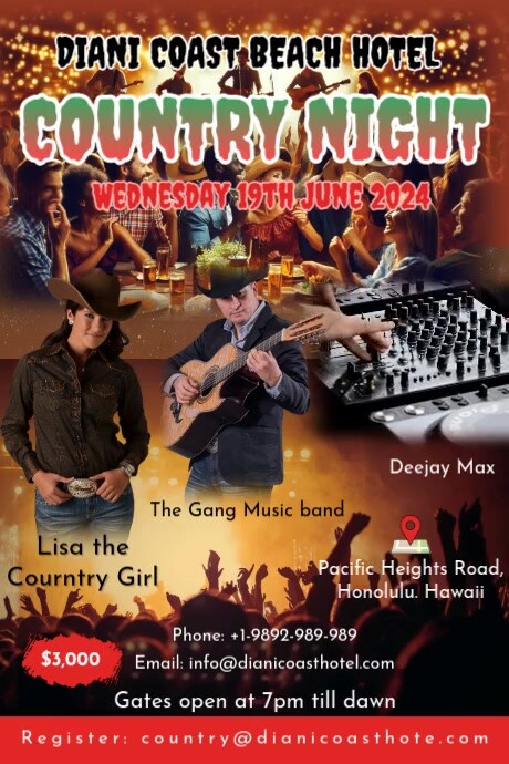 Country Music Night Ad Плакат template