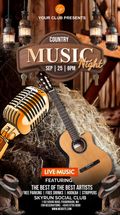 Country music night Instagram-verhaal template