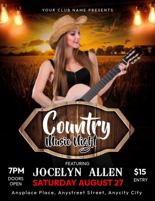 Country Music Night Flyer Ulotka (US Letter) template