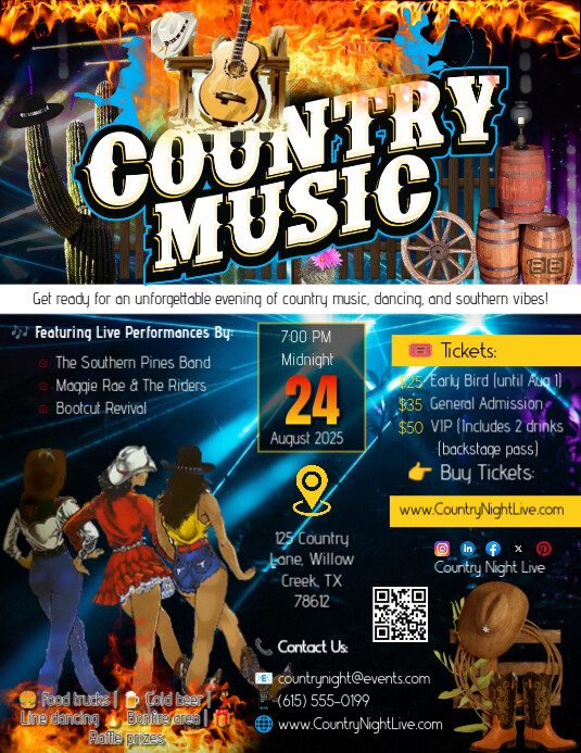 Country Music Party 传单(美国信函) template