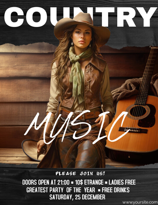 country music templates Folheto (US Letter)