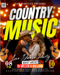 Country Music Themed Party Cowboy And Cowgirl Line Dance Western Event Invitation Flyer Template Ins Instagram Portrait