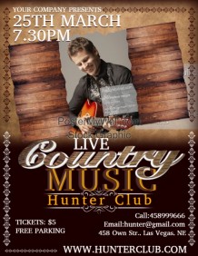 customizable design templates for music bar band event flyer country bar flyer