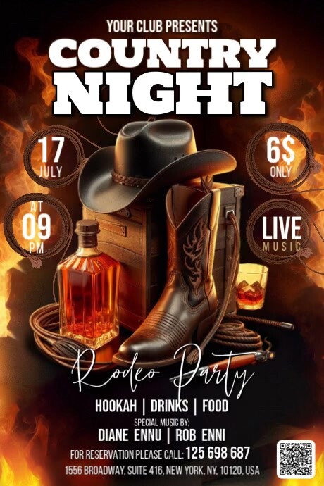 Country Night Banner 4' × 6' template