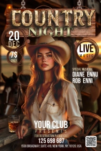 Country Night Banner 4' × 6' template