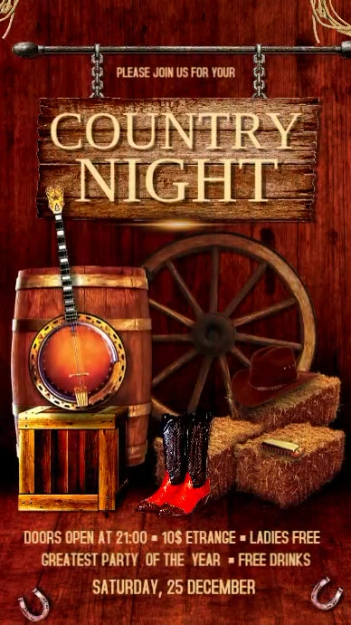 Country Night Digitalanzeige (9:16) template