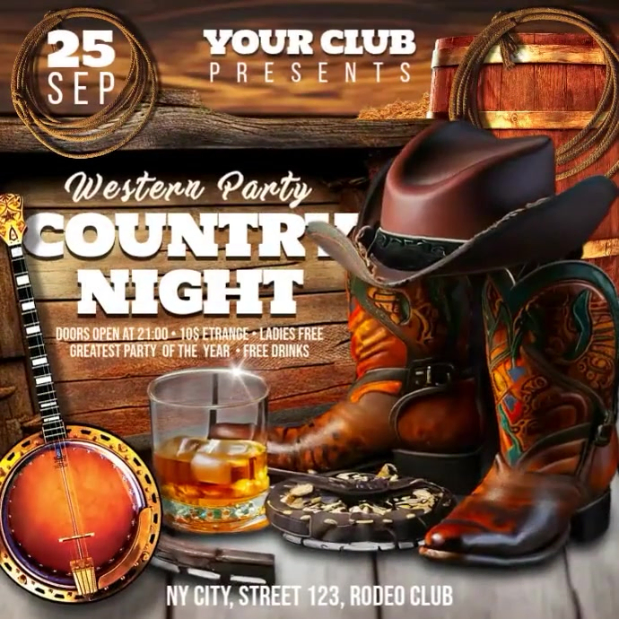 Country Rodeo Night Plantilla de Country Night | PosterMyWall