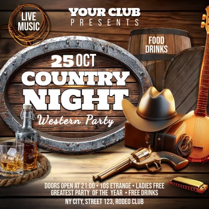 Country Night Publicação no Instagram template