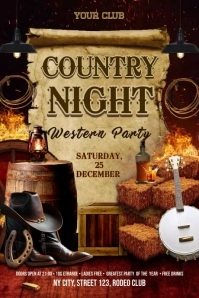 Country Night Banner 4' × 6' template