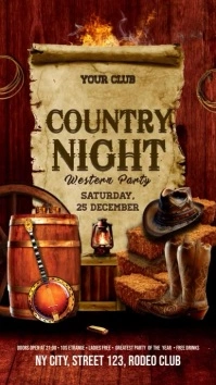 Country Night Pantalla Digital (9:16) template