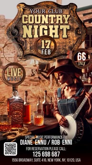 Country Night Digital Display (9:16) template