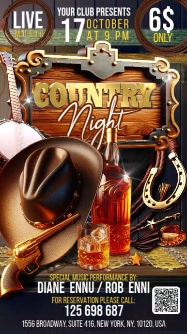 Country Night Digital Display Digital Display (9:16) template