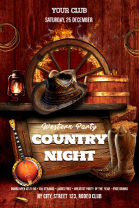 Country Night Flyer Cartel de 4 × 6 pulg. template