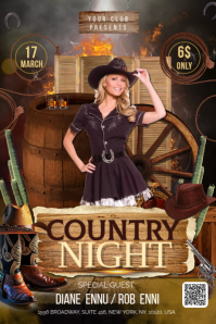 Country Night Flyer Cartel de 4 × 6 pulg. template