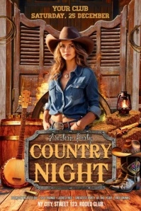 Country Night Flyer Banner 4' × 6' template