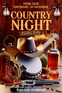 Country Night Flyer Banner 4' × 6' template