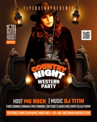 Country Night Party Flyer Instagram Portrait template