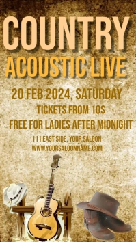 Country Night Party flyers Instagram Story template