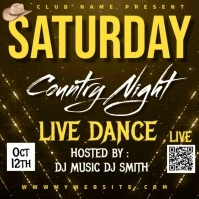 Country Night Party flyers Instagram Post template