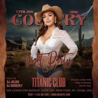 Country Night Party Square Video 方形(1:1) template