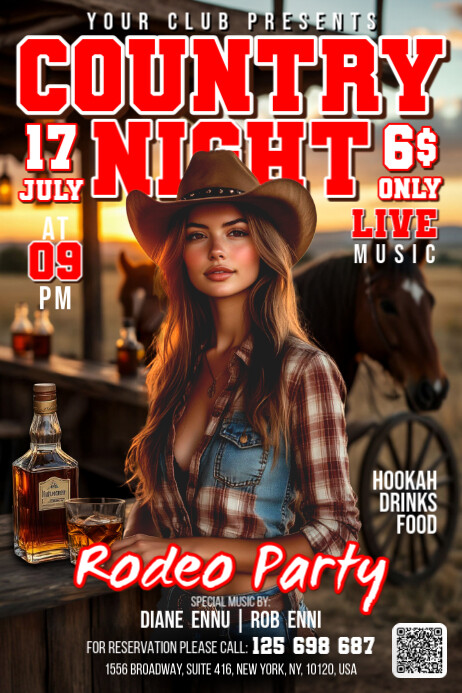Country Rodeo Night Country Night Rodeo Party Poster Templat | PosterMyWall