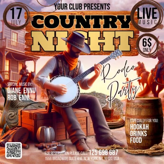Country Night Square (1:1) template
