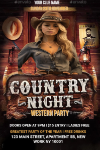Country night western flyer Grafika na Pinterest template