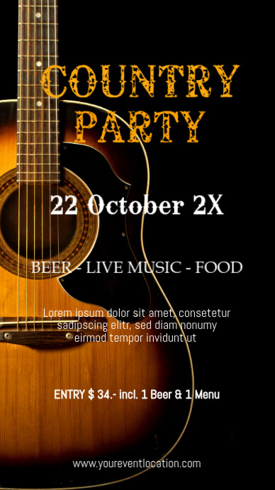 Country Party Event Festival Music Band Rodeo Instagram Story template