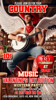 Country Valentine's Day Digital Display (9:16) template