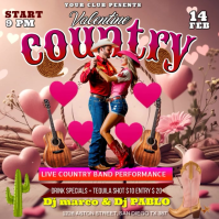 Country Valentine’s Day Flyer Quadrat (1:1) template