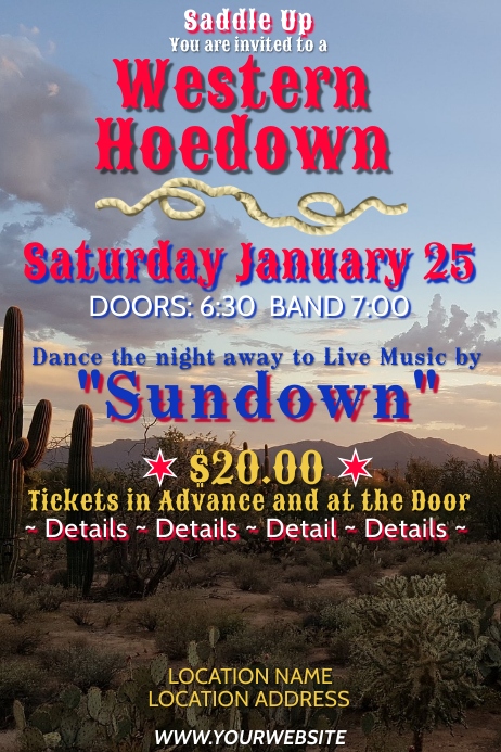 Country Western Invitation Template PosterMyWall Country Western Invitation Template PosterMyWall