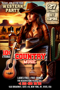 Country Western Rodeo Banner 4' × 6' template